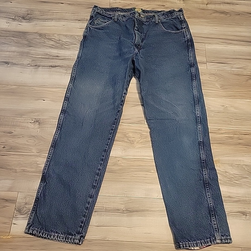 Cabela's Flannel Lined Jeans Mens 40X34 Blue Straight Denim Cotton Workwear